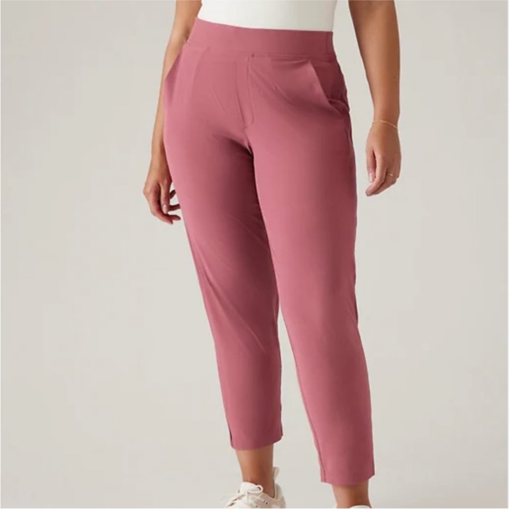 NWOT ATHLETA Brooklyn Heights High Rise Wide Trouser Berry Rose UPF SZ-10